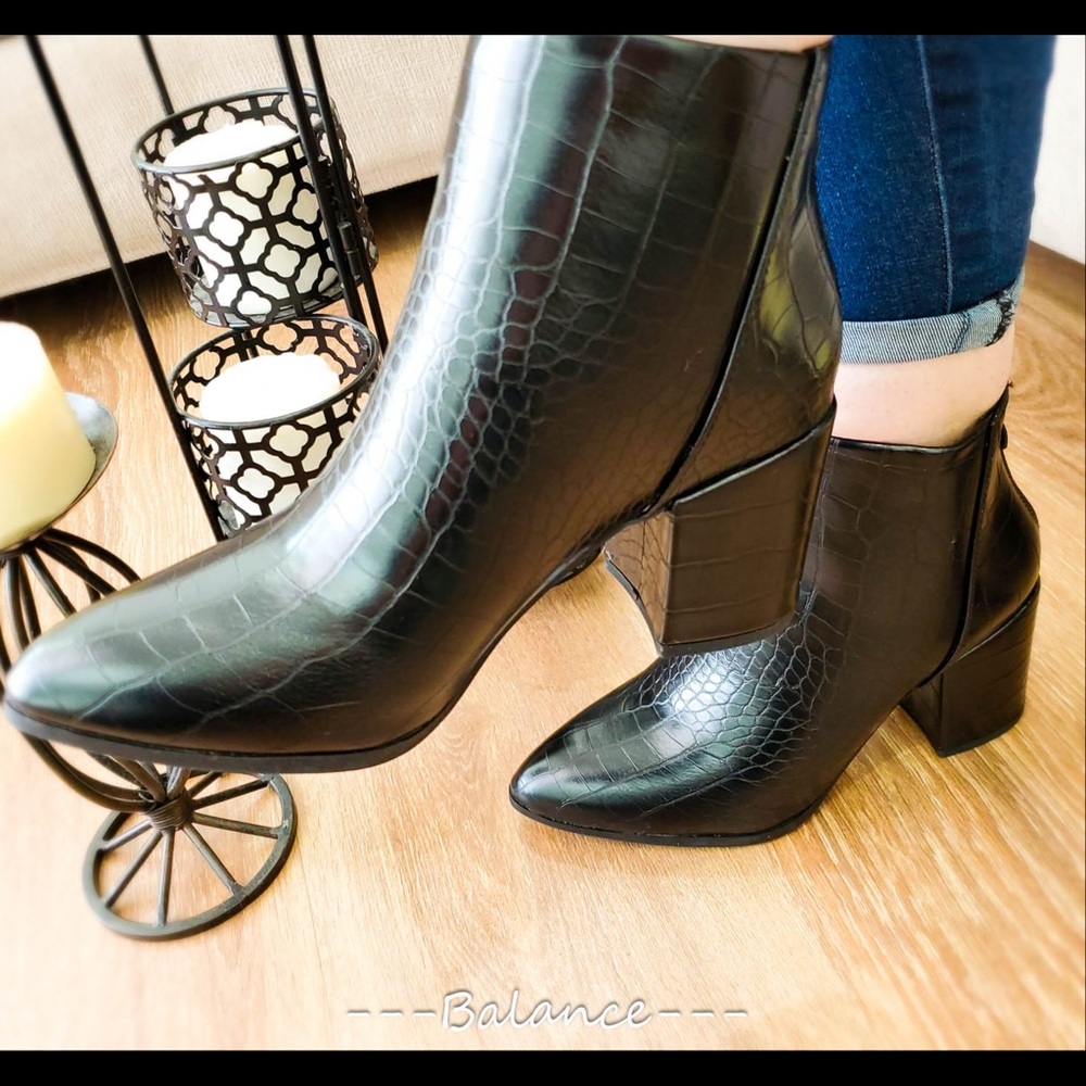 Black Pointed Toe Bootie - Picture 2 of 9
